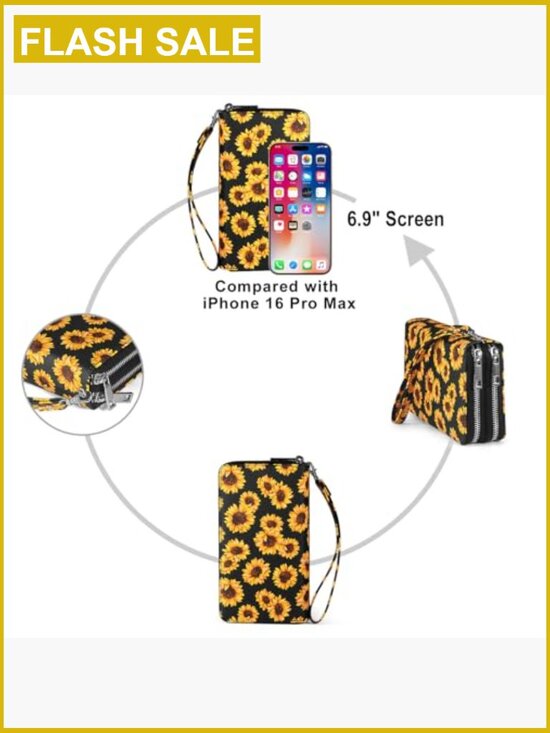 K . A Womens Wristlet Wallet Crossbody Bag Cellphone Purse  RFID Wristlet Wallet with Cellphone Pocket Large Capacity 17 Card Slots